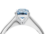 White gold Fancy Blue Emerald Cut Solitaire Diamond Ring with Six-Prong Setting and Classic Band_78