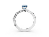White gold Fancy Blue Emerald  Cut Solitaire Diamond Twisted Band with Pave Setting_61