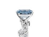 White gold Fancy Blue Emerald  Cut Solitaire Diamond Twisted Band with Pave Setting_63