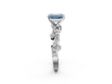 White gold Fancy Blue Emerald  Cut Solitaire Diamond Twisted Band with Pave Setting_66