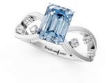 White gold Fancy Blue Emerald  Cut Solitaire Diamond with Side Stones on Criss-Cross Band and Four-Prong Setting_4