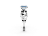 White gold Fancy Blue Emerald  Cut Solitaire Diamond with Side Stones on Criss-Cross Band and Four-Prong Setting_5