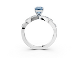 White gold Fancy Blue Emerald  Cut Solitaire Diamond with Side Stones on Criss-Cross Band and Four-Prong Setting_6