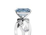 White gold Fancy Blue Emerald  Cut Solitaire Diamond with Side Stones on Criss-Cross Band and Four-Prong Setting_8