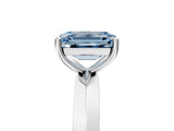 White gold Fancy Blue Emerald  Cut Solitaire Engagement Ring with Flat Band and Four-Prong Setting 5
