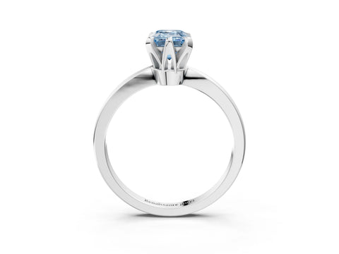 White gold Fancy Blue Emerald Cut Solitaire Engagement Ring with Six-Prong Setting and Tapered Band_3