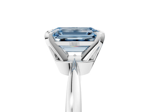 White gold Fancy Blue Emerald Cut Solitaire Engagement Ring with Six-Prong Setting and Tapered Band_5