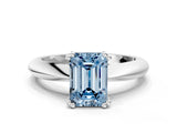 White gold Fancy Blue Emerald  Cut Solitaire Engagement Ring with Tapered Band and Four-Prong Setting 1