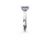 White gold Fancy Blue Emerald  Cut Solitaire Engagement Ring with Tapered Band and Four-Prong Setting 3