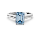 White gold Fancy Blue Emerald Cut Solitaire Engagement Ring with Tapered Band and Four-Prong Setting_15