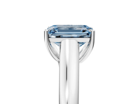 White gold Fancy Blue Emerald Cut Solitaire Engagement Ring with Tapered Band and Four-Prong Setting_20