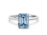 White gold Fancy Blue Emerald  Cut Solitaire Engagement Ring with Thin Band and Four-Prong Setting_3