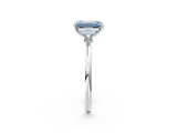 White gold Fancy Blue Emerald  Cut Solitaire Engagement Ring with Thin Band and Four-Prong Setting_5