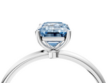 White gold Fancy Blue Emerald  Cut Solitaire Engagement Ring with Thin Band and Four-Prong Setting_7