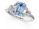 White gold Fancy Blue Emerald  Cut Solitaire Floral Diamond Ring with Four-Prong Setting_38
