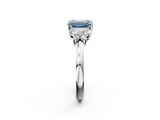 White gold Fancy Blue Emerald  Cut Solitaire Floral Diamond Ring with Four-Prong Setting_39