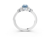 White gold Fancy Blue Emerald  Cut Solitaire Floral Diamond Ring with Four-Prong Setting_40