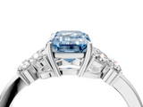 White gold Fancy Blue Emerald  Cut Solitaire Floral Diamond Ring with Four-Prong Setting_41
