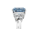 White gold Fancy Blue Emerald  Cut Solitaire Floral Diamond Ring with Four-Prong Setting_42
