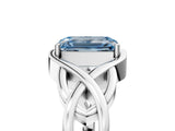 White gold Fancy Blue Emerald Cut Solitaire Intertwined Band Prong Setting Ring_5