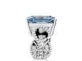 White gold Fancy Blue Emerald Cut Solitaire Milgrain Leaf Band with Prong Setting_17