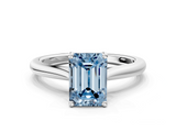 White gold Fancy Blue Emerald  Cut Solitaire Ring with Cathedral Band and Four-Prong Setting_58