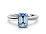White gold Fancy Blue Emerald  Cut Solitaire Ring with Four-Prong Setting and Classic Band_42