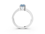 White gold Fancy Blue Emerald  Cut Solitaire Ring with Four-Prong Setting and Classic Band_45