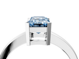White gold Fancy Blue Emerald  Cut Solitaire Ring with Four-Prong Setting and Classic Band_46