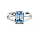 White gold Fancy Blue Emerald  Cut Solitaire Ring with Four-Prong Setting on a Classic Band_64