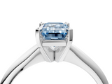 White gold Fancy Blue Emerald  Cut Solitaire Ring with Four-Prong Setting on a Classic Band_68