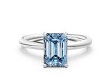 White gold Fancy Blue Emerald  Cut Solitaire Ring with Thin Band and Four-Prong Setting_16