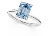 White gold Fancy Blue Emerald  Cut Solitaire Ring with Thin Band and Four-Prong Setting_17