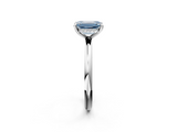 White gold Fancy Blue Emerald  Cut Solitaire Ring with Thin Band and Four-Prong Setting_18