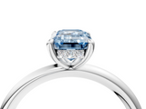 White gold Fancy Blue Emerald  Cut Solitaire Ring with Thin Band and Four-Prong Setting_20