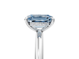 White gold Fancy Blue Emerald  Cut Solitaire Ring with Thin Band and Four-Prong Setting_21