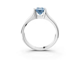 White gold Fancy Blue Emerald Cut Solitaire Tension Set Diamond Ring with Split Shank Band_15