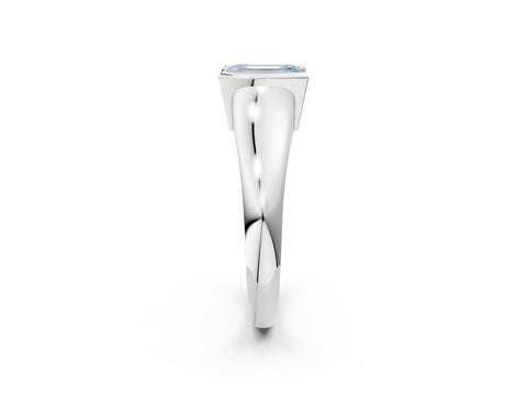 White gold Fancy Blue Emerald Cut Solitaire Tension Set Diamond Ring with Split Shank Band_26