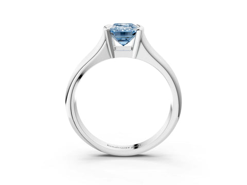 White gold Fancy Blue Emerald Cut Solitaire Tension Set Diamond Ring with Split Shank Band_27