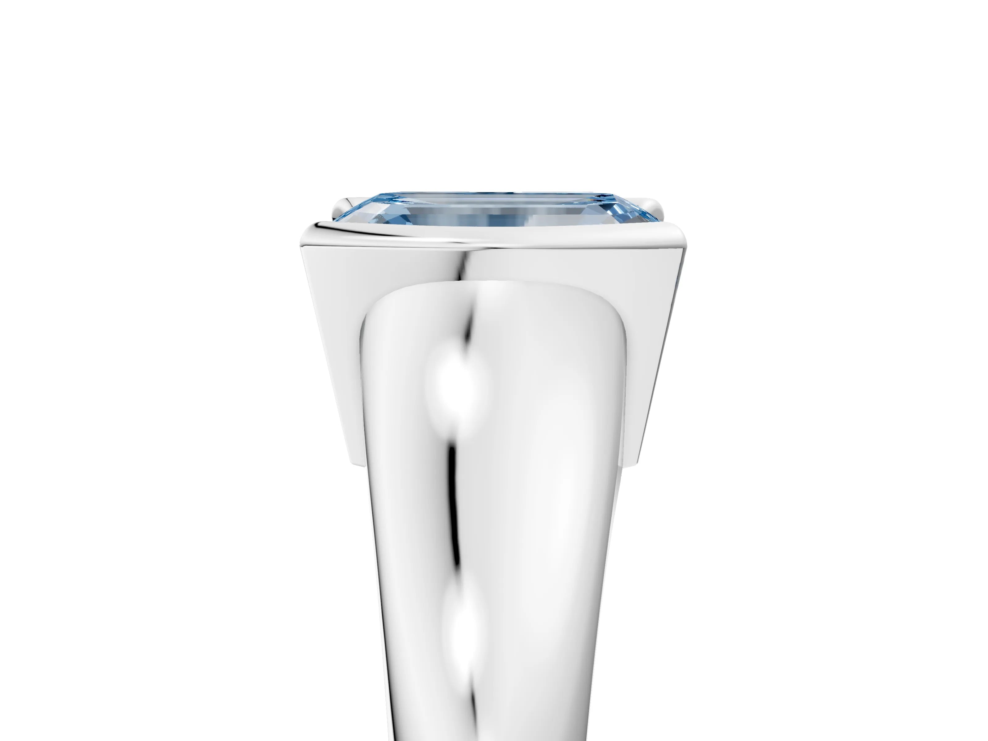 White gold Fancy Blue Emerald Cut Solitaire Tension Set Diamond Ring with Split Shank Band_29