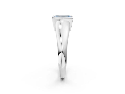 White gold Fancy Blue Emerald Cut Solitaire Tension Set Diamond Ring with Split Shank Band_38