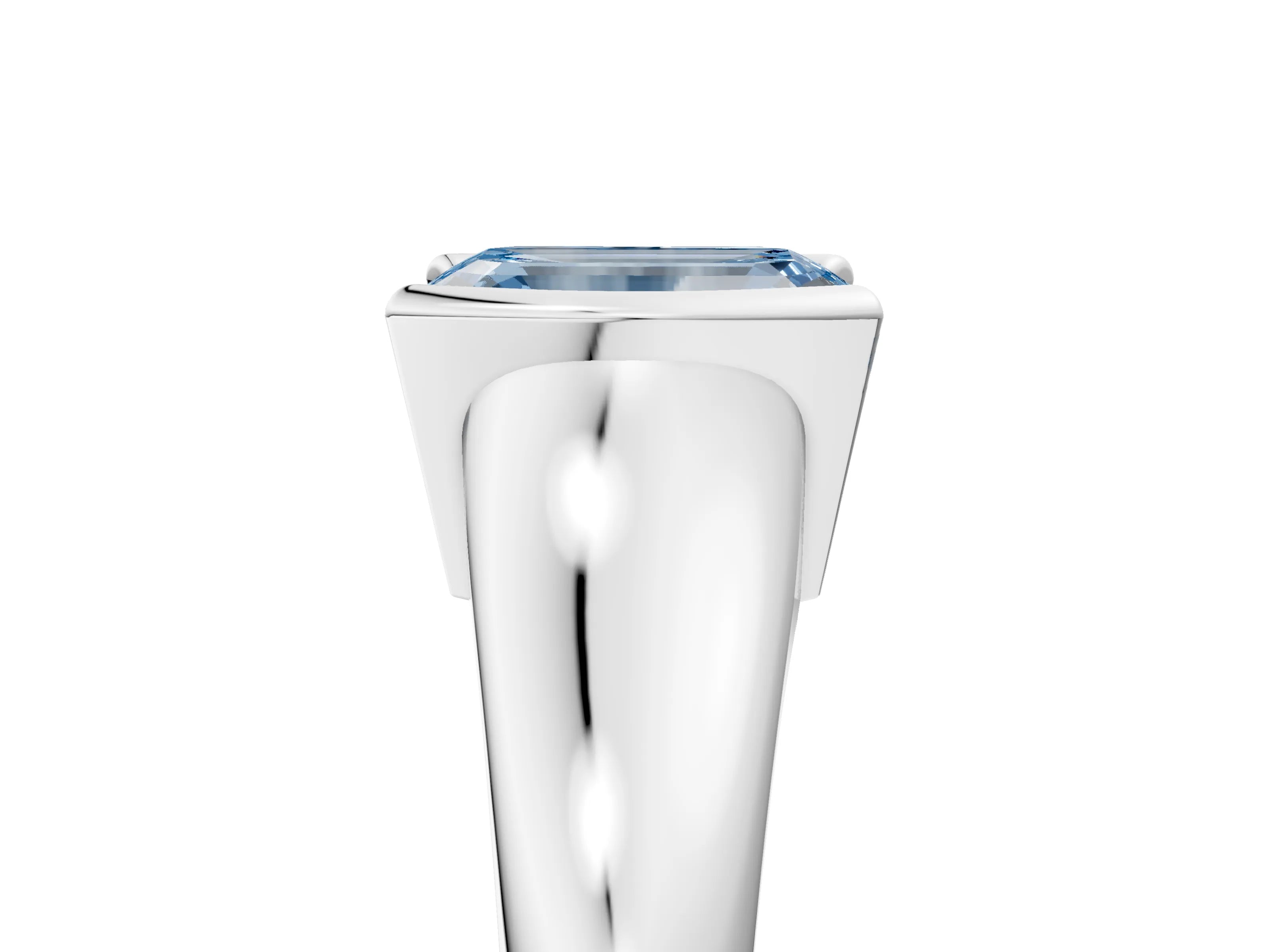 White gold Fancy Blue Emerald Cut Solitaire Tension Set Diamond Ring with Split Shank Band_41