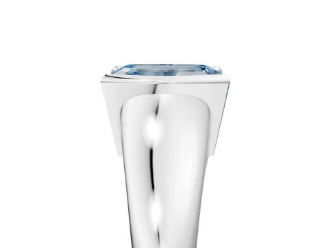 White gold Fancy Blue Emerald Cut Solitaire Tension Set Diamond Ring with Split Shank Band_41