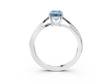 White gold Fancy Blue Emerald  Cut Solitaire Twist Band Ring with Four-Prong Setting_23