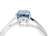 White gold Fancy Blue Emerald  Cut Solitaire Twist Band Ring with Four-Prong Setting_24