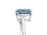 White gold Fancy Blue Emerald  Cut Solitaire Twist Band Ring with Four-Prong Setting_25