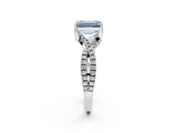 White gold Fancy Blue Emerald Cut Solitaire Twist Pave Diamond Engagement Ring with Prong Setting_2