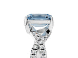 White gold Fancy Blue Emerald Cut Solitaire Twist Pave Diamond Engagement Ring with Prong Setting_29