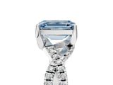 White gold Fancy Blue Emerald Cut Solitaire Twist Pave Diamond Engagement Ring with Prong Setting_5