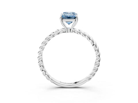 White gold Fancy Blue Emerald Cut Solitaire Twisted Band 4-Prong Ring_27
